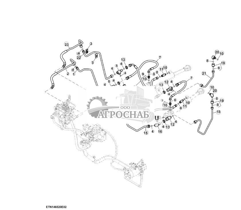 Трубопроводы системы рулевого управления, передний мост ACS™, без гидравлического тормоза прицепа (22) ( - 800206) - ST945551 515.jpg